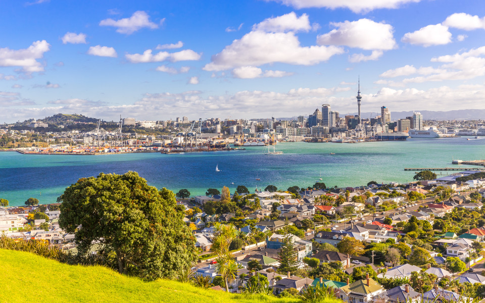 Skyline von Auckland auf der Nordinsel Neuseelands